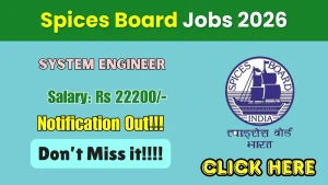 Spices Board System Engineer Recruitment 2026 - Apply Online