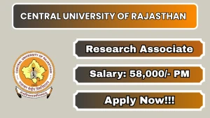 Central University of Rajasthan Research Associate Recruitment 2026 - Apply Online