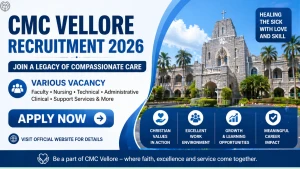 CMC Vellore Recruitment 2026 - Apply Online for Staff Nurse, Sonographers and More Posts
