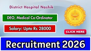 District Hospital Nashik Recruitment 2026 - Apply Offline for DEO, Medical Co-Ordinator Posts