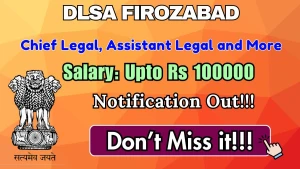 DLSA Firozabad Recruitment 2026 - Apply Offline for Chief Legal, Assistant Legal and More Posts