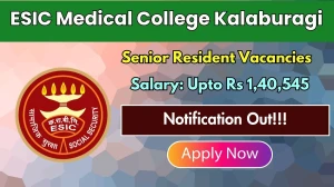 ESIC Medical College Kalaburagi Senior Resident Vacancy 2026 for 48 Contractual Posts - Walk-in on 29 April