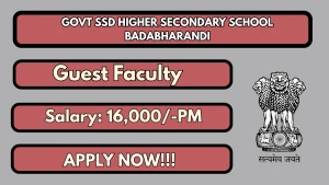 Govt SSD Higher Secondary School Badabharandi Guest Faculty Recruitment 2026 - Walkin