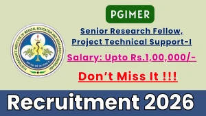 PGIMER Recruitment 2026 - Walkin for Senior Research Fellow, Project Technical Support-I Posts PGIMER Recruitment 2026 - Walkin for Senior Research Fellow, Project Technical Support-I Posts