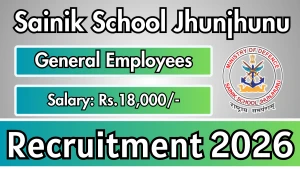 Sainik School Jhunjhunu General Employees Recruitment 2026 - Apply Offline