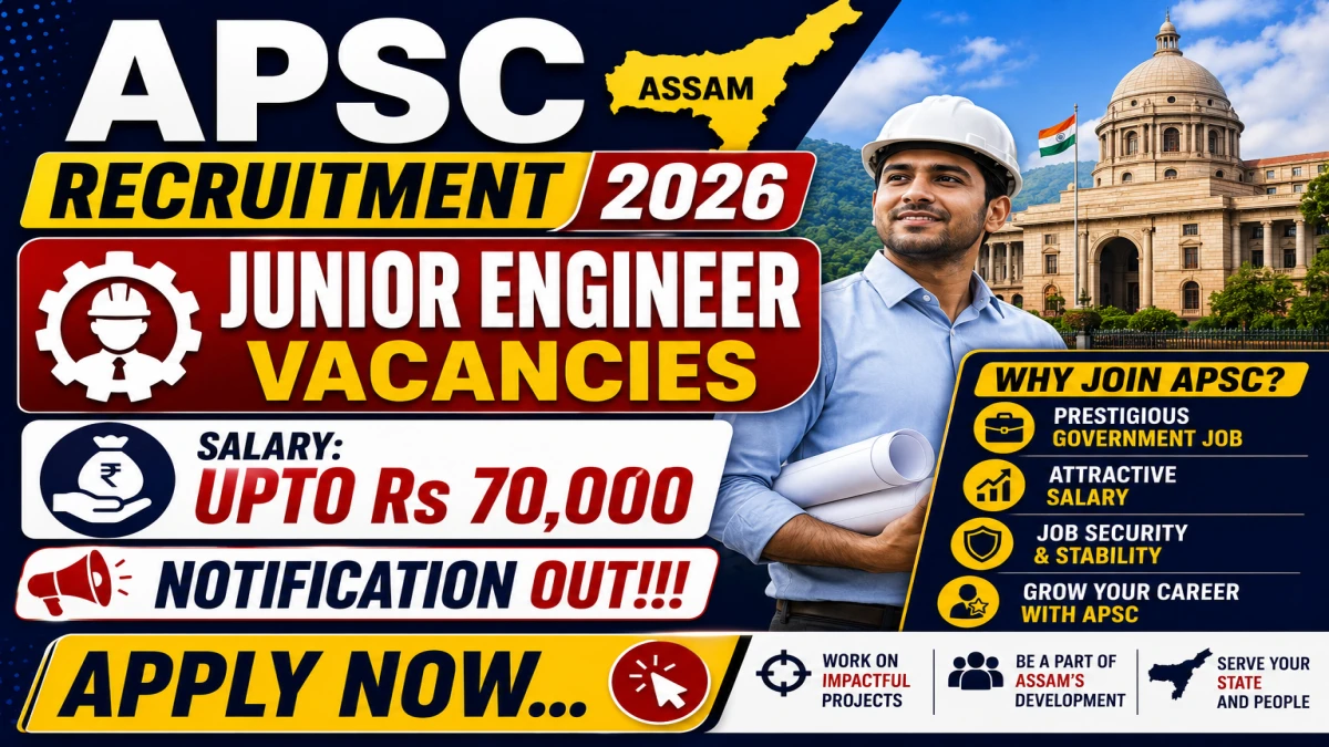 Assam APSC JE Recruitment 2026 Notification Out - Apply Online for 53 Junior Engineer Posts