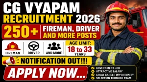 CG Vyapam Recruitment 2026 Notification Out - Apply Online for 295 Fireman, Driver and More Posts CG Vyapam Recruitment 2026 Notification Out - Apply Online for 295 Fireman, Driver and More Posts
