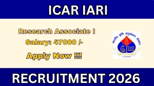 ICAR-IARI Research Associate I Recruitment 2026 - Walkin