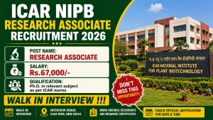 ICAR NIPB Research Associate Recruitment 2026 - Walkin