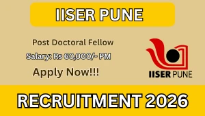 IISER Pune Post Doctoral Fellow Recruitment 2026 - Apply Online
