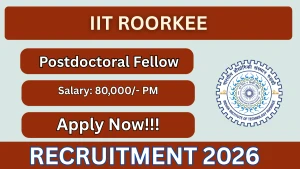 IIT Roorkee Postdoctoral Fellow Recruitment 2026 - Apply Online