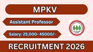 MPKV Assistant Professor Recruitment 2026 - Apply Offline