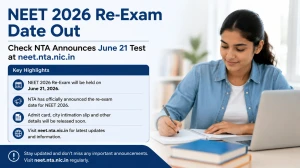 NEET 2026 Re-Exam Date Out -  Check NTA Announces June 21 Test at neet.nta.nic.in
