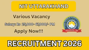 NIT Uttarakhand Junior Research Fellow, Research Associate and More Recruitment 2026 - Walkin NIT Uttarakhand Junior Research Fellow, Research Associate and More Recruitment 2026 - Walkin