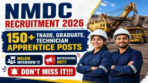 NMDC Apprentice Recruitment 2026 Notification Out – Walk in for 180 Trade, Graduate, Technician Apprentice Posts NMDC Apprentice Recruitment 2026 Notification Out – Walk in for 180 Trade, Graduate, Technician Apprentice Posts