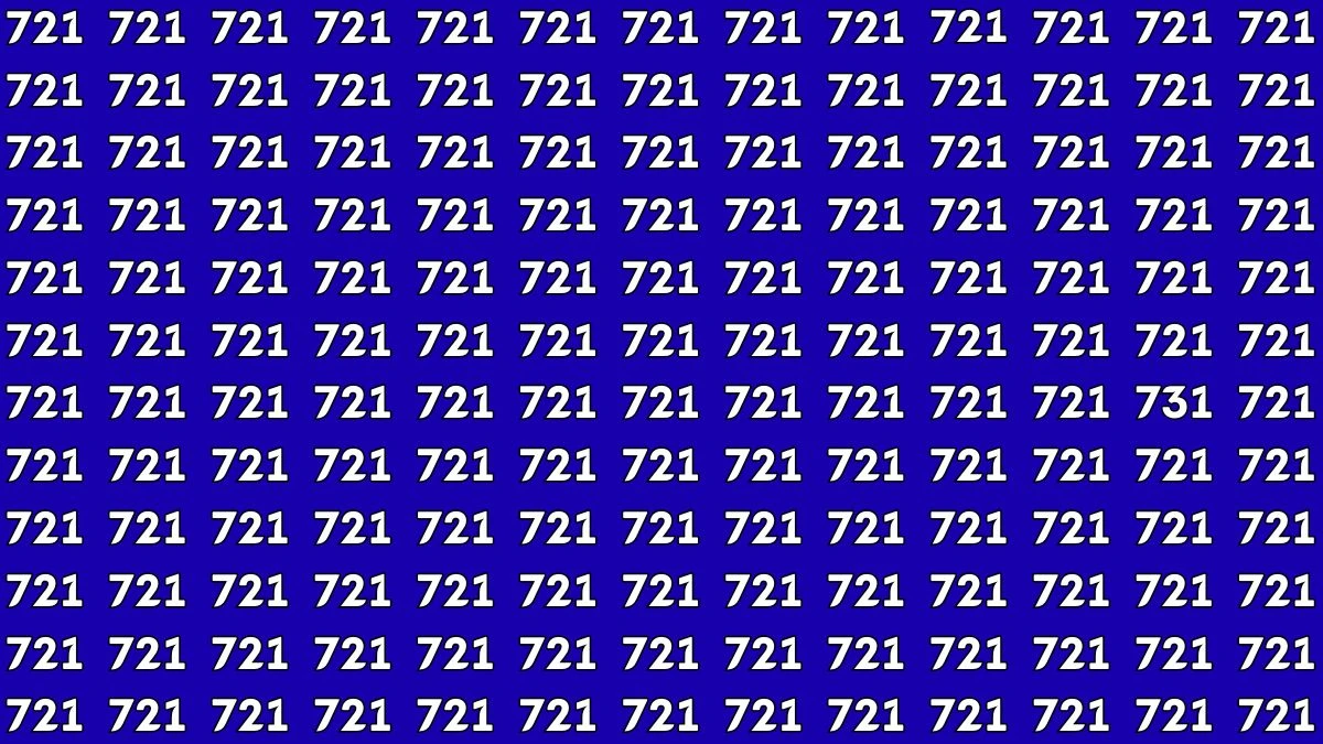 Optical Illusion Challenge: Within 7 Seconds Find the Number 731 among 721