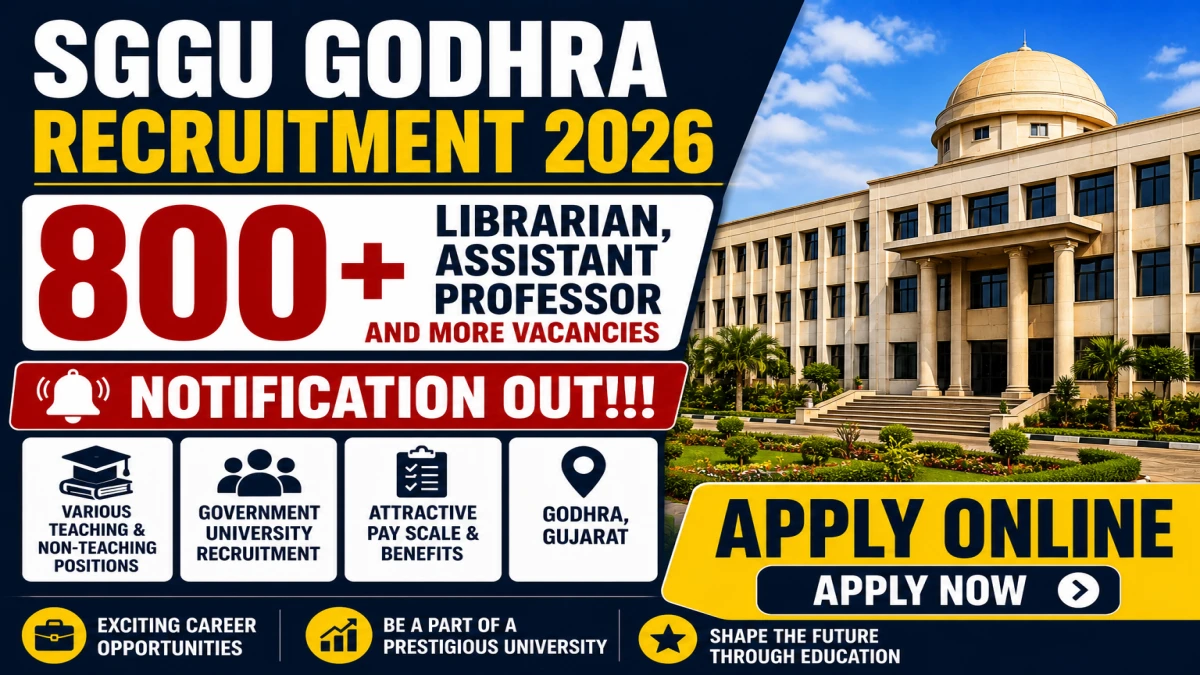 SGGU Godhra Recruitment 2026 Notification Out – Apply Online for 820 Librarian, Assistant Professor and More Posts