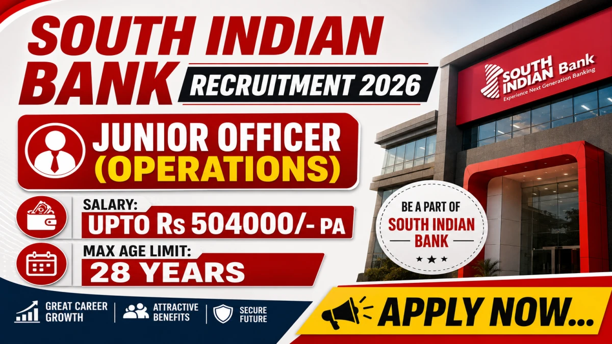 South Indian Bank Junior Officer Recruitment 2026 Notification Out - Apply Online