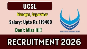 UCSL Recruitment 2026 - Apply Online for Manager, Supervisor Posts