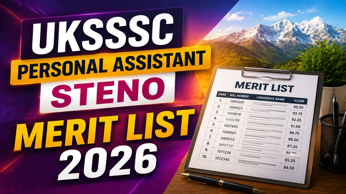 UKSSSC Personal Assistant Steno Merit List 2026 OUT (Direct Link) - Download Scorecard @ sssc.uk.gov.in