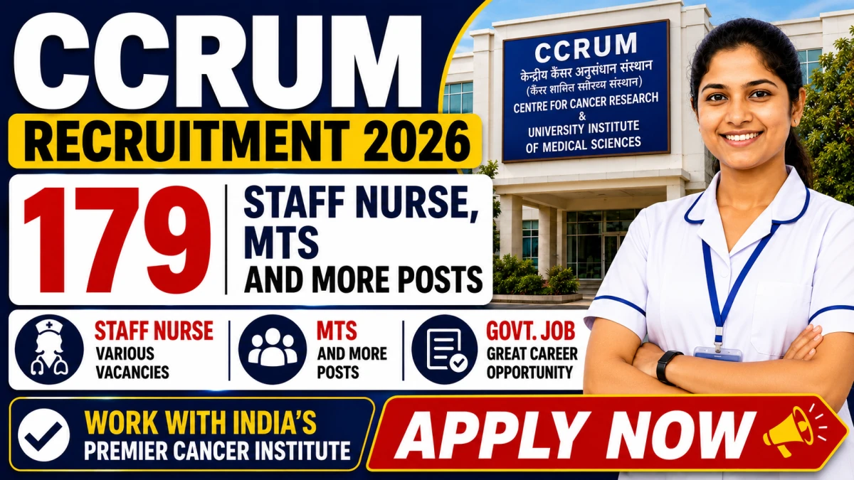 CCRUM Recruitment 2026 Notification Out - Apply Online for 179 Staff Nurse, MTS and More Posts