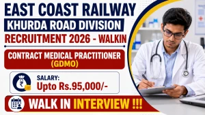 East Coast Railway Khurda Road Division Contract Medical Practitioner Recruitment 2026 - Walkin