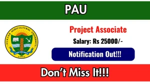 PAU Project Associate-I Recruitment 2026 - Apply Online