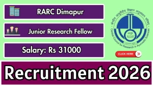 RARC Dimapur Junior Research Fellow Recruitment 2026 - Walkin