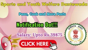 Sports and Youth Welfare Dantewada Recruitment 2026 - Walkin for 11 Peon, Cook and More Posts