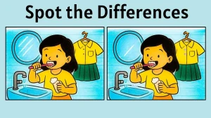 Spot the 3 Differences in This Girl Brushing Teeth Picture in 10 Seconds – Can You Find Them All?