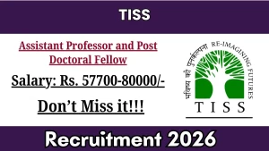 TISS Recruitment 2026 - Apply Online for Assistant Professor and Post Doctoral Fellow Posts