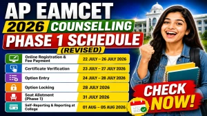 AP EAMCET 2026 Counselling - Check Phase 1 Revised Schedule Online at cap.apcfss.in