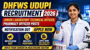 DHFWS Udupi Recruitment 2026 - Apply Offline for 18 Junior Laboratory Technical Officer, Pharmacy Officer Posts