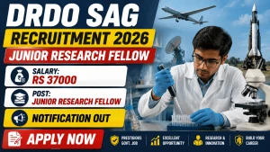 DRDO SAG Junior Research Fellow Recruitment 2026 - Walkin for 11 Posts
