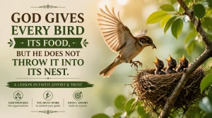 God gives every bird its food, but He does not throw it into its nest - Proverb of the day