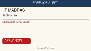 IIT Madras Technician Recruitment 2026 - Apply Online