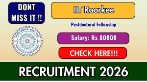 IIT Roorkee Postdoctoral Fellowship Recruitment 2026 - Apply Online