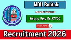 MDU Rohtak Assistant Professor Recruitment 2026 - Walkin