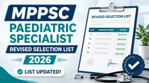 MPPSC Paediatric Specialist Revised Selection List 2026 Out - Check Merit List PDF