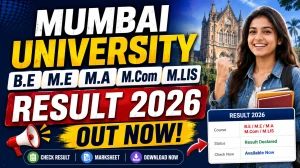 Mumbai University Exam Result 2026 Out - Check B.E, M.E, M.A, M.Com & M.LIS Results Online at mu.ac.in Mumbai University Exam Result 2026 Out - Check B.E, M.E, M.A, M.Com & M.LIS Results Online at mu.ac.in