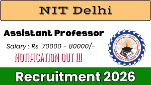 NIT Delhi Recruitment 2026 - Walkin for Assistant Professor Posts