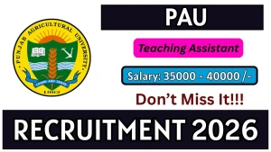 PAU Teaching Assistant Recruitment 2026 - Apply Offline
