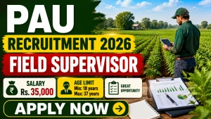 PAU Field Supervisor Recruitment 2026 - Apply Offline