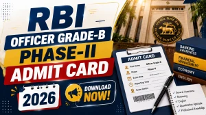 RBI Officer Grade B Phase 2 Admit Card 2026 Released - Download Call Letter RBI Officer Grade B Phase 2 Admit Card 2026 Released - Download Call Letter