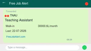 TNAU Recruitment 2026 - Walkin for Teaching Assistant, Young Professional and More Posts