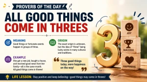 All Good Things Come in Threes Meaning, Origin & Example | Proverb of the Day All Good Things Come in Threes Meaning, Origin & Example | Proverb of the Day