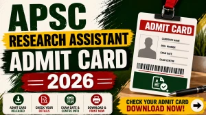 APSC Research Assistant Admit Card 2026 Out - Download Hall Ticket at apsc.nic.in APSC Research Assistant Admit Card 2026 Out - Download Hall Ticket at apsc.nic.in