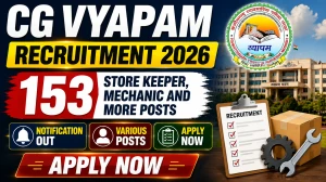 CG Vyapam Recruitment 2026 - Apply Online for 153 Store Keeper, Mechanic and More Posts CG Vyapam Recruitment 2026 - Apply Online for 153 Store Keeper, Mechanic and More Posts