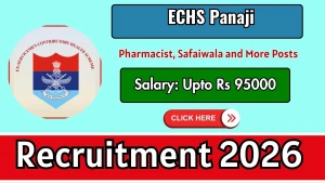 ECHS Panaji Recruitment 2026 - Apply Offline for 11 Pharmacist, Safaiwala and More Posts