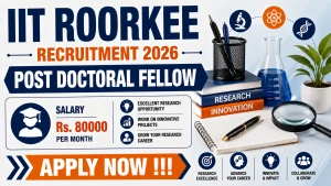 IIT Roorkee Post Doctoral Fellow Recruitment 2026 - Apply Online